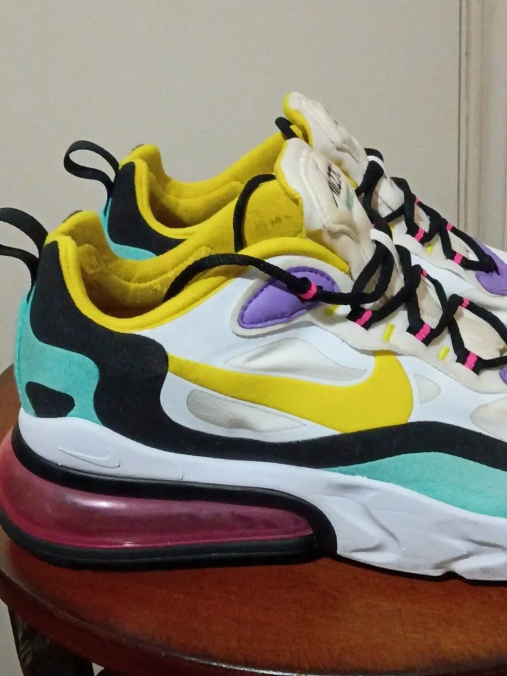 Nike Women's Air Max 270 'Bright Violet' React Dynamic Yellow AT6174-101 Size 9